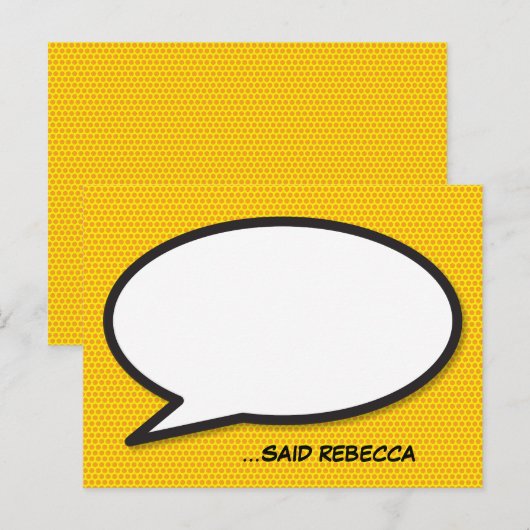 Jouw Bericht Spreekwolk Plezier Retro Stripboek Aankondigingskaart (Voorkant / Achterkant)