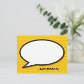 Jouw Bericht Spreekwolk Plezier Retro Stripboek Aankondigingskaart (Staand voorkant)