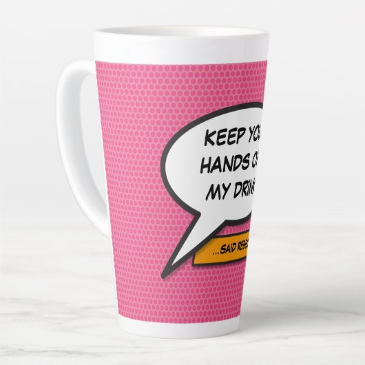 Jouw berichtspraakwolk Leuke retro-stripboek Latte Mok (Linkerhoek)