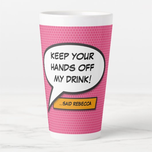 Jouw berichtspraakwolk Leuke retro-stripboek Latte Mok (Voorkant)