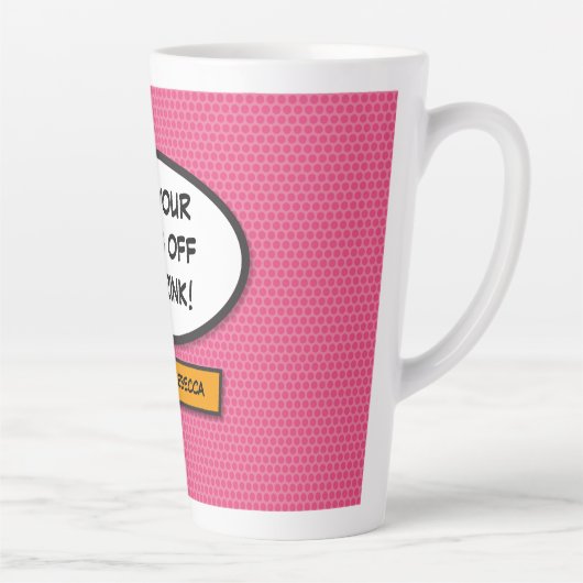 Jouw berichtspraakwolk Leuke retro-stripboek Latte Mok (Rechts)