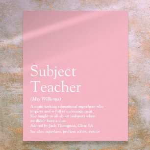 Jouw Beste Leraar Ooit Definitie Roze Poster