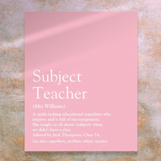 Jouw Beste Leraar Ooit Definitie Roze Poster