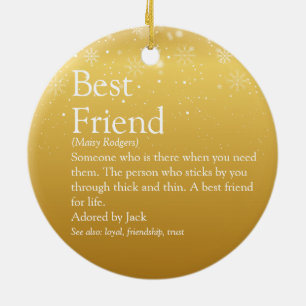 Jouw beste vriend definitie Gouden sneeuwvlokken Keramisch Ornament