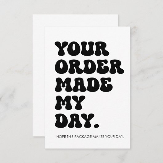 Jouw bestelling maakte mijn dag bedankkaart (Voorkant / Achterkant)