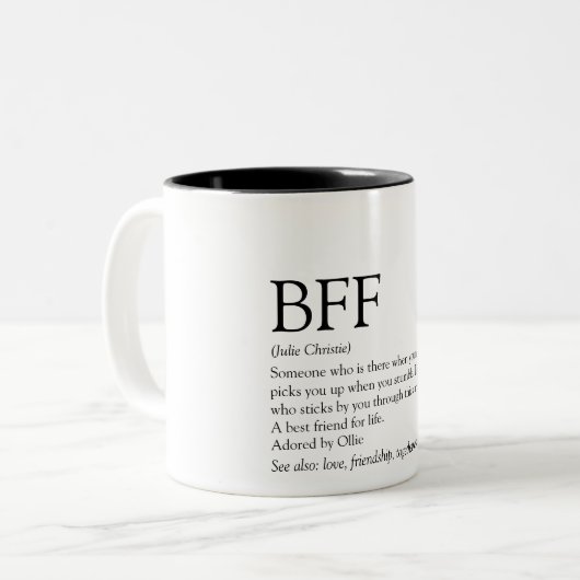 Jouw BFF Definitie Beste Vriend(in) Leuk Modern Tweekleurige Koffiemok (Voorkant links)