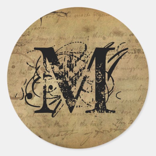 Jouw brief. Aangepast Monogram. gevoel. Ronde Sticker (Voorkant)