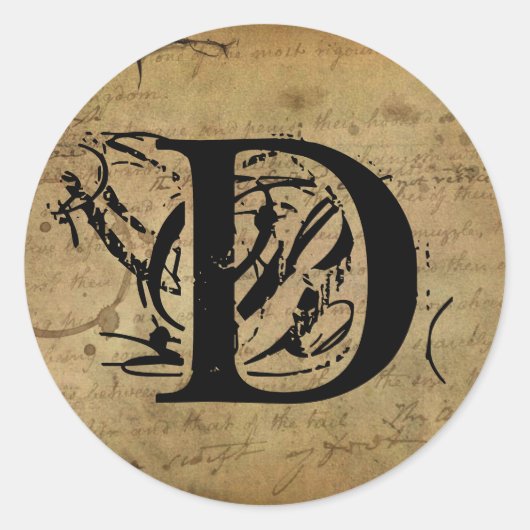 Jouw brief. Aangepast Monogram. gevoel. Ronde Sticker (Voorkant)