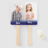 Jouw eigen foto Monogram Bride Groom Weddenschap Handwaaier (Voorkant en achterkant)