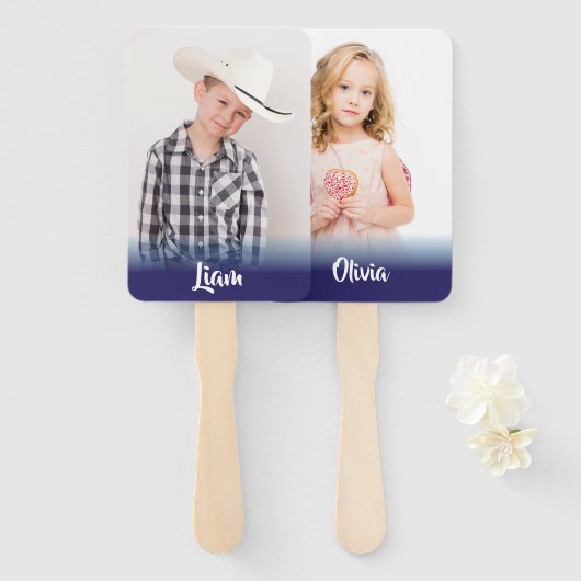 Jouw eigen foto Monogram Bride Groom Weddenschap Handwaaier (Voorkant en achterkant)