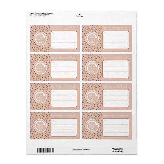 JOUW EIGEN LOGO Beige & Boho Bruine Stippen Etiket (Full Sheet)