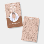 JOUW EIGEN LOGO Beige Foto Badge (Voor- en achterkant)
