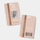 JOUW EIGEN LOGO Trendy Beige Boho Bruin Personeels Badge (Voor- en achterkant)