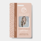 JOUW EIGEN LOGO Trendy Beige Boho Bruin Personeels Badge (Voorzijde)