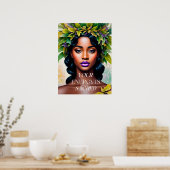 Jouw energie is heilige zwarte vrouw botanische ku poster (Keuken)