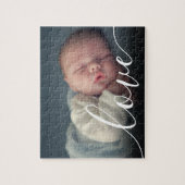 Jouw favoriete babyfoto-script met liefde legpuzzel (Verticaal)