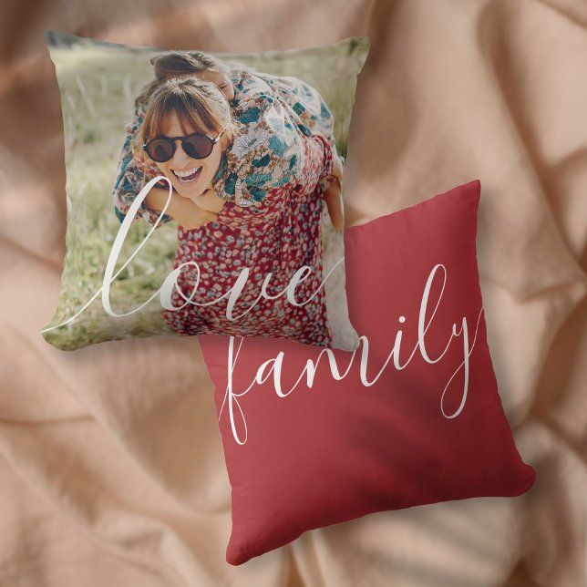 Jouw favoriete familiefoto script liefde kussen (Your Favorite Family Photo Script Love Throw Pillow)