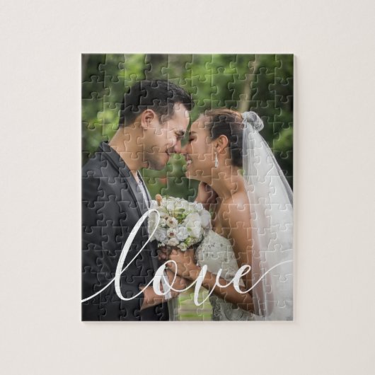 Jouw favoriete trouwfoto Script Liefde Legpuzzel (Verticaal)