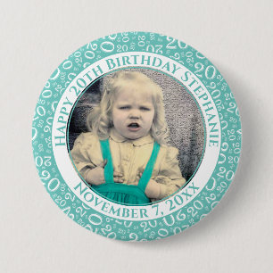 Jouw foto   20ste verjaardag Willekeurig getal Tea Ronde Button 7,6 Cm