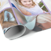 Jouw foto aangepaste rastercollage lavendelpaars cadeaupapier (Rol Hoek)