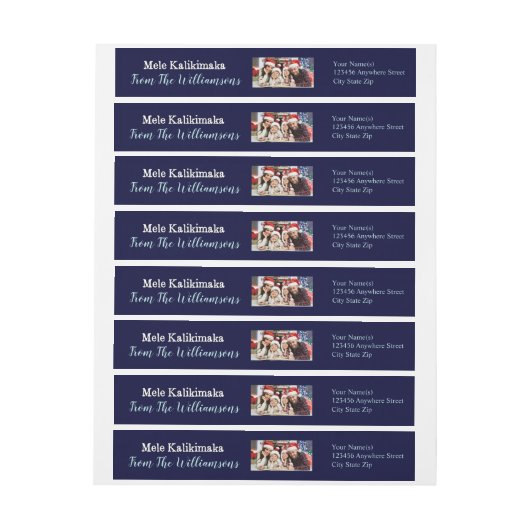 Jouw foto Blauw Mele Kalikimaka retouradres (Vel)