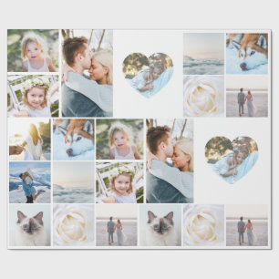 Jouw foto collage raster hart modern cadeaupapier