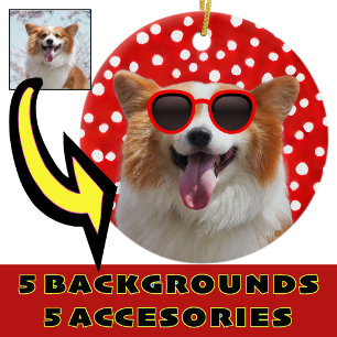 Jouw foto  Corgi met leuke digitale accessoires  Keramisch Ornament