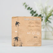 Jouw foto damasten vogelkooi bruiloft Save the Dat Kaart (Staand voorkant)