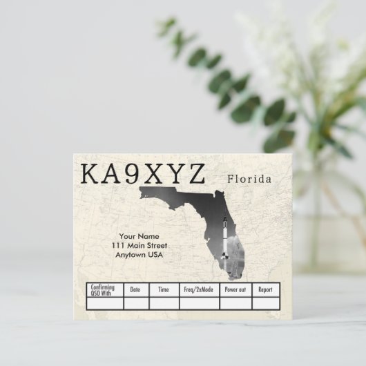 Jouw foto Florida Shaped Cutout Custom QSL Briefkaart (Staand voorkant)