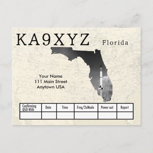 Jouw foto Florida Shaped Cutout Custom QSL Briefkaart (Voorkant)