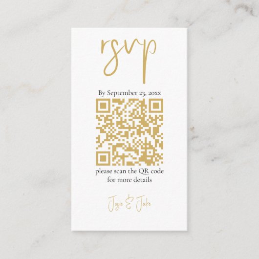 Jouw foto goud QR-code zwarte trouw-RSVP Informatiekaartje (Voorkant)