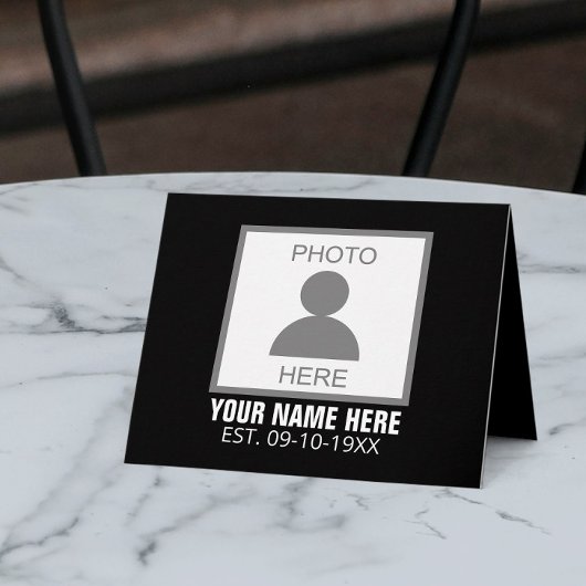 Jouw foto hier naam en leeftijd feestdagen kaart