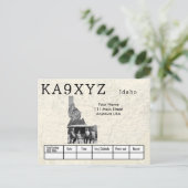 Jouw foto Idaho Shaped Cutout Custom QSL Briefkaart (Staand voorkant)