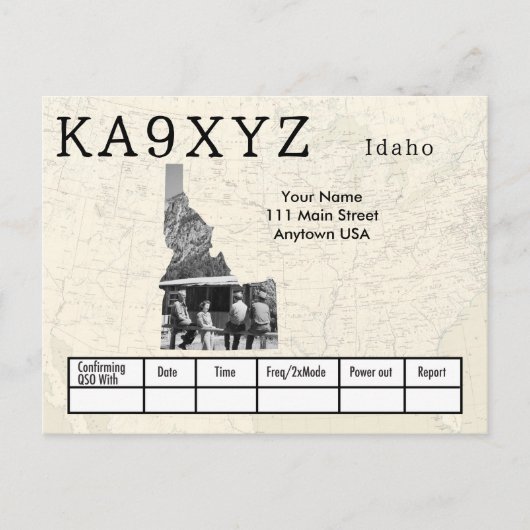 Jouw foto Idaho Shaped Cutout Custom QSL Briefkaart (Voorkant)