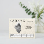 Jouw foto Illinois Shaped Cutout Custom QSL Briefkaart (Staand voorkant)