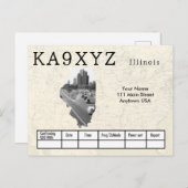 Jouw foto Illinois Shaped Cutout Custom QSL Briefkaart (Voorkant / Achterkant)