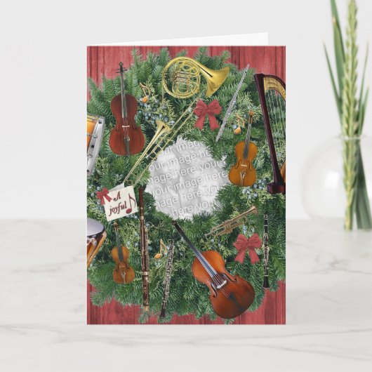 Jouw foto in Krans van Orkest Instrumenten Feestdagen Kaart (Voorkant)
