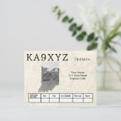 Jouw foto Indiana Shaped Cutout Custom QSL Briefkaart (Staand voorkant)