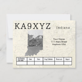 Jouw foto Indiana Shaped Cutout Custom QSL Briefkaart