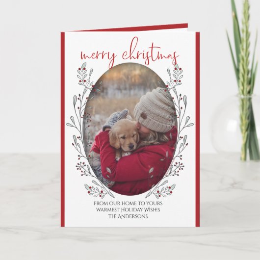 JOUW FOTO Kerstblad en Bessen Kaart (Voorkant)