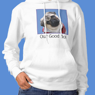 JOUW Foto Kleur Grootte Tekst Hond Pug Puppy Gezic Hoodie
