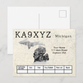 Jouw foto Michigan Shaped Cutout Custom QSL Briefkaart (Voorkant / Achterkant)