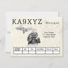 Jouw foto Michigan Shaped Cutout Custom QSL Briefkaart