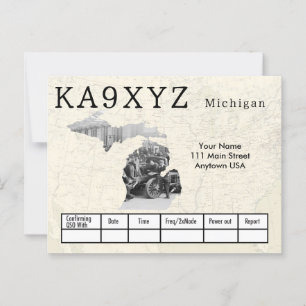 Jouw foto Michigan Shaped Cutout Custom QSL Briefkaart