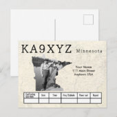 Jouw foto Minnesota Shaped Cutout Custom QSL Briefkaart (Voorkant / Achterkant)