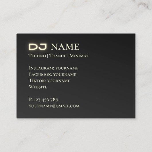 Jouw foto muziek DJ Visitekaartje (Achterkant)