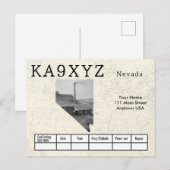 Jouw foto Nevada Shaped Cutout Custom QSL Briefkaart (Voorkant / Achterkant)