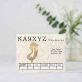 Jouw foto New Jersey Shaped Cutout Custom QSL Briefkaart (Staand voorkant)