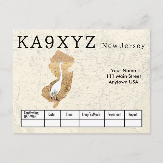 Jouw foto New Jersey Shaped Cutout Custom QSL Briefkaart (Voorkant)