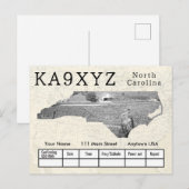Jouw foto North Carolina Shaped Cutout Custom QSL Briefkaart (Voorkant / Achterkant)